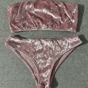 Fashion Nova Pink Velvet Bikini Set